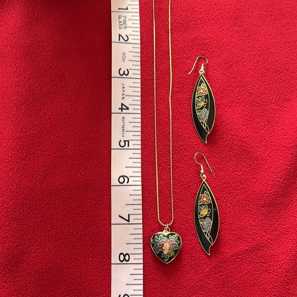 Cloisonné Necklace and Earrings Set - Picture 3 of 7